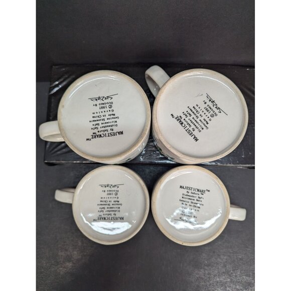 Majesticware by Sakura Geranium Coffee Mugs 1997 Designed by Sue Zipkin Set of 4 - Picture 7 of 8